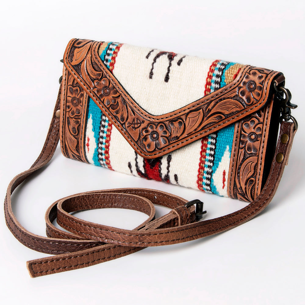LC-ADBG906 Western Envelope Crossbody Bag Handwoven Wool & Tooled Leather by American Darling
