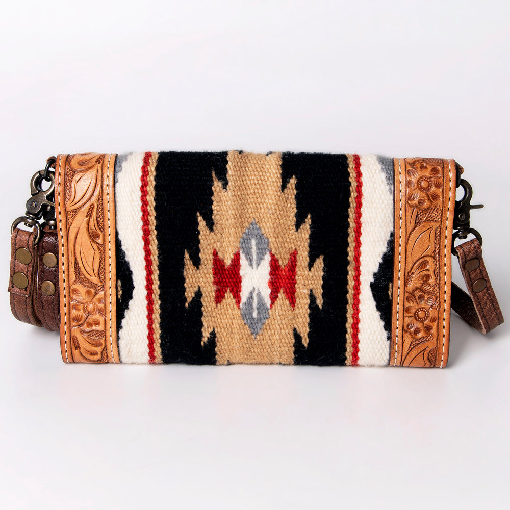 LC-ADBG906 Western Envelope Crossbody Bag Handwoven Wool & Tooled Leather by American Darling