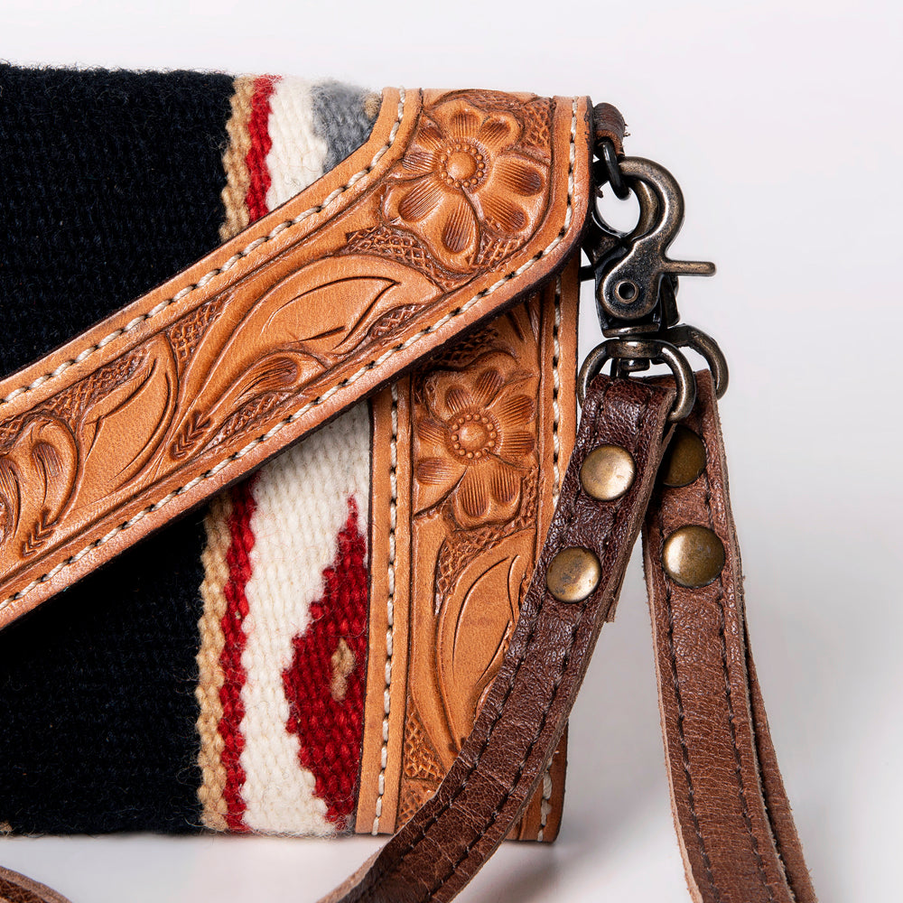LC-ADBG906 Western Envelope Crossbody Bag Handwoven Wool & Tooled Leather by American Darling