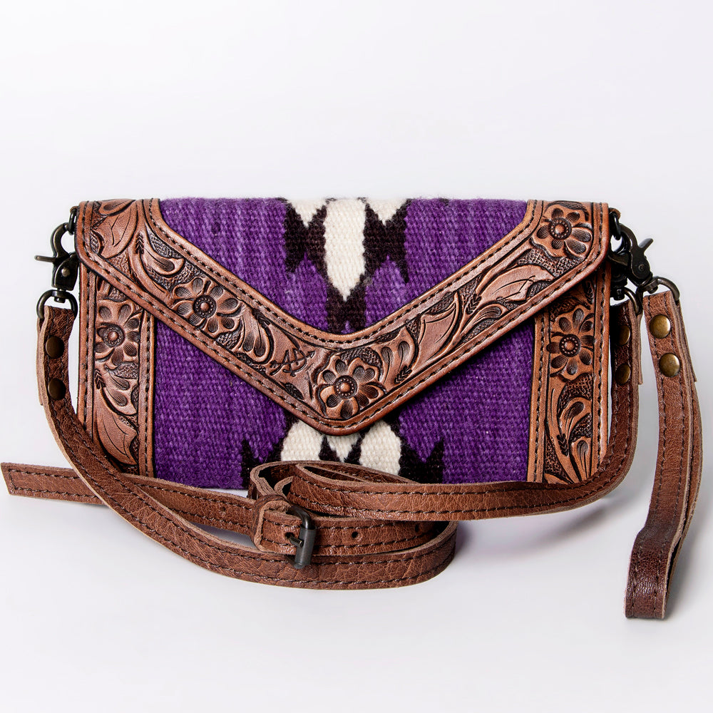 LC-ADBG906 Western Envelope Crossbody Bag Handwoven Wool & Tooled Leather by American Darling