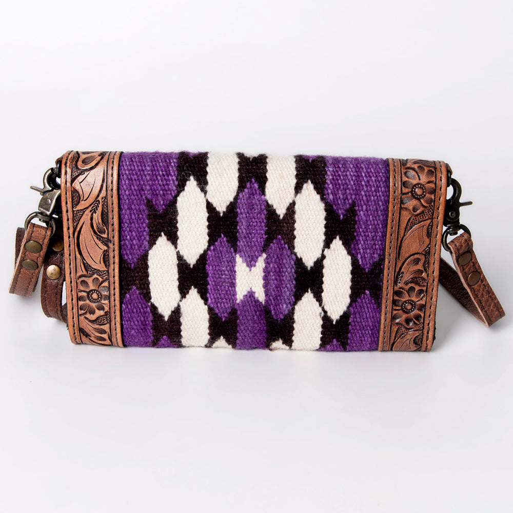 LC-ADBG906 Western Envelope Crossbody Bag Handwoven Wool & Tooled Leather by American Darling