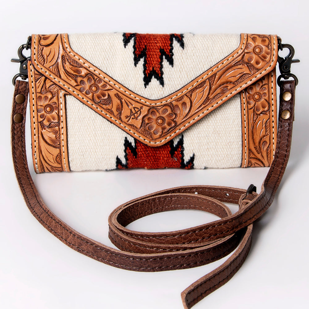 LC-ADBG906 Western Envelope Crossbody Bag Handwoven Wool & Tooled Leather by American Darling