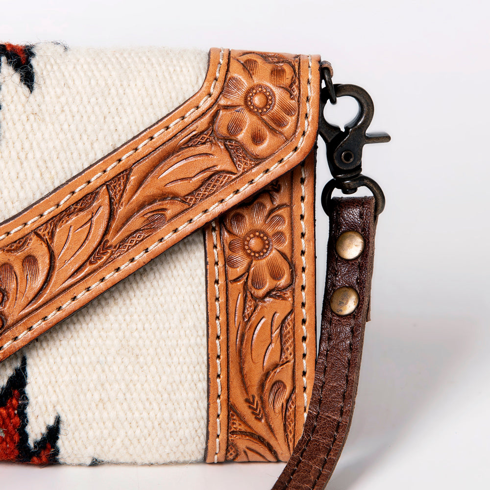 LC-ADBG906 Western Envelope Crossbody Bag Handwoven Wool & Tooled Leather by American Darling