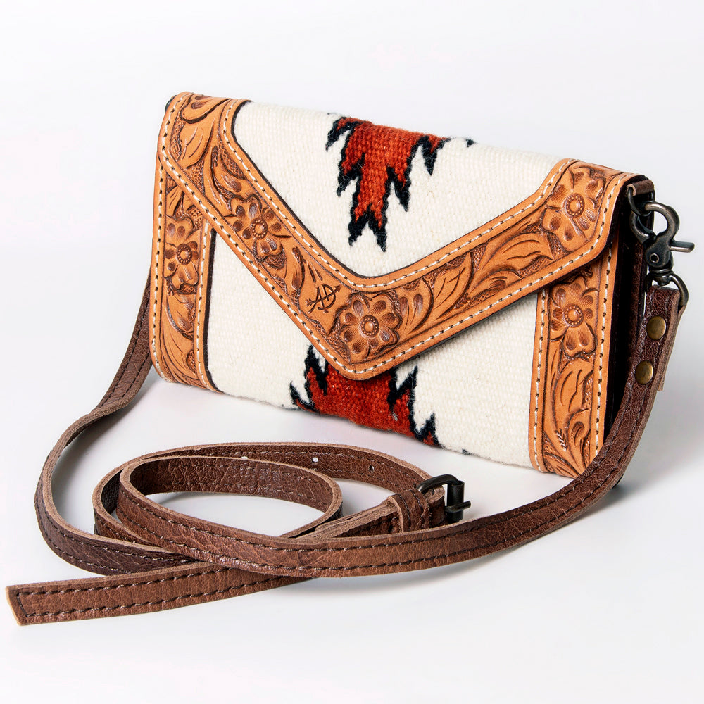 LC-ADBG906 Western Envelope Crossbody Bag Handwoven Wool & Tooled Leather by American Darling