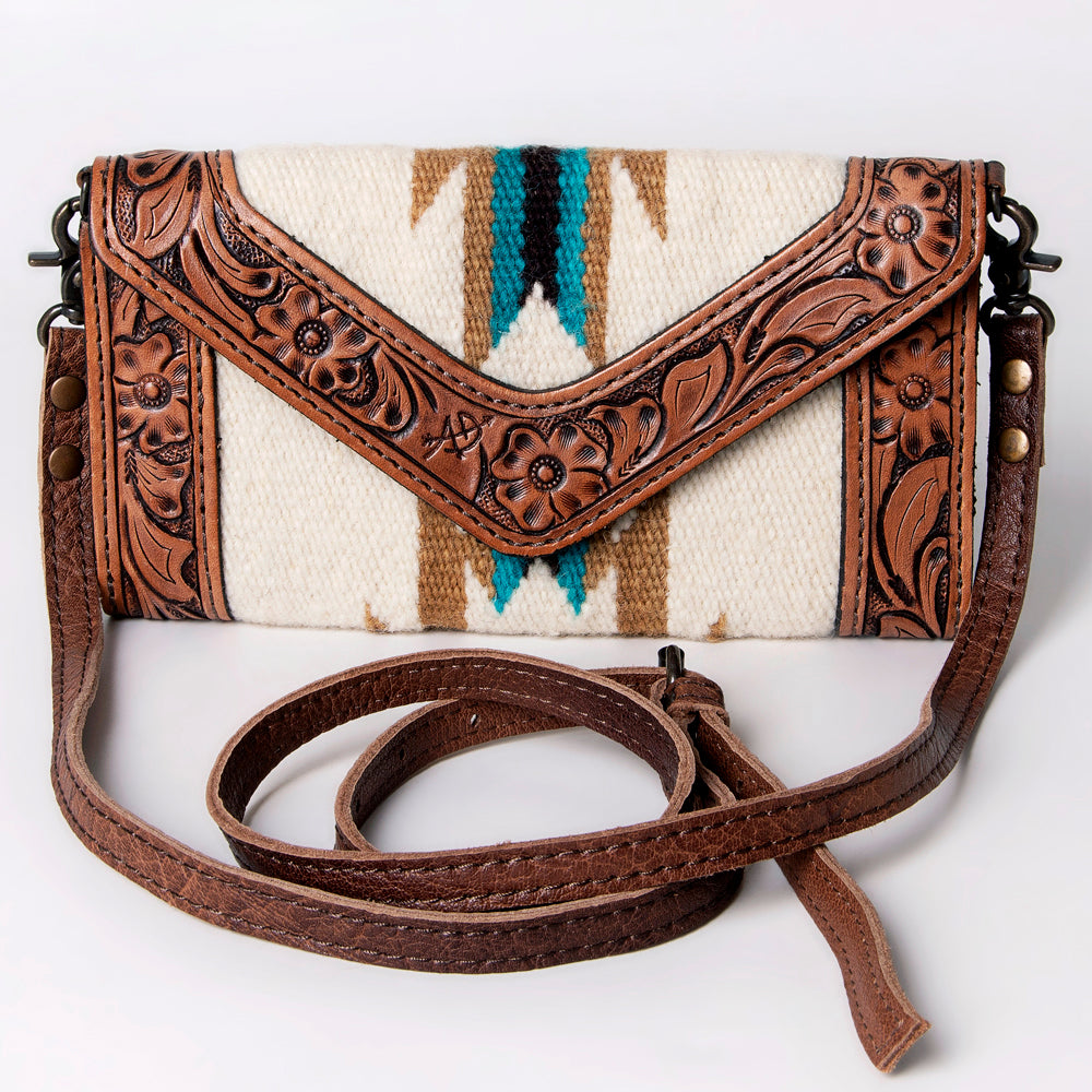 LC-ADBG906 Western Envelope Crossbody Bag Handwoven Wool & Tooled Leather by American Darling
