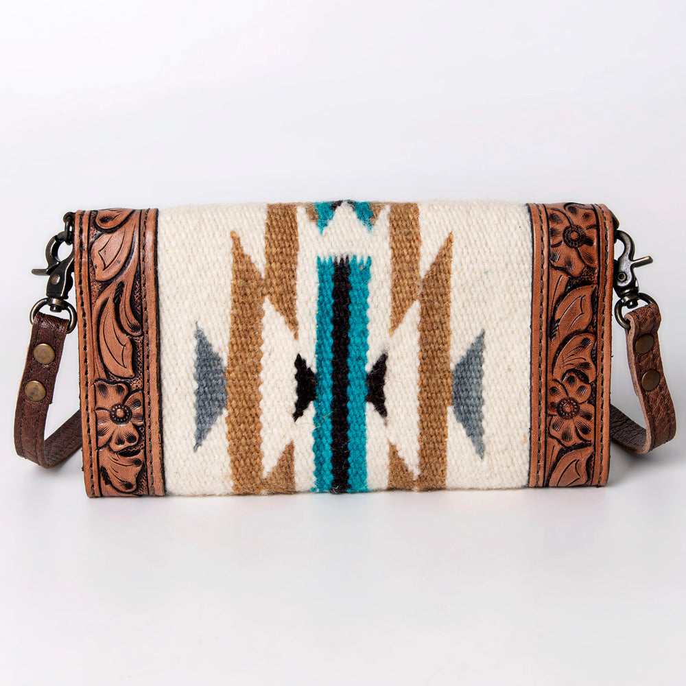 LC-ADBG906 Western Envelope Crossbody Bag Handwoven Wool & Tooled Leather by American Darling