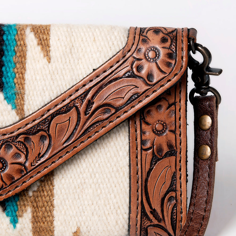 LC-ADBG906 Western Envelope Crossbody Bag Handwoven Wool & Tooled Leather by American Darling