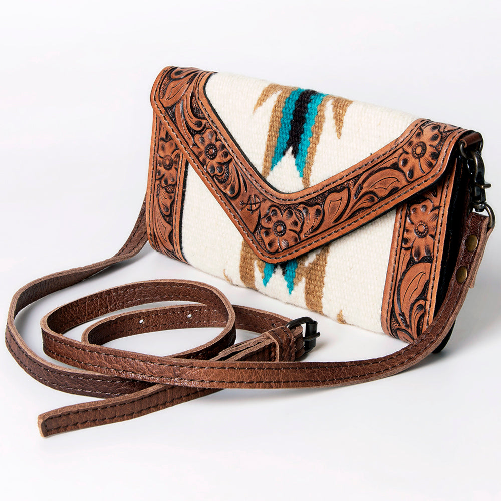 LC-ADBG906 Western Envelope Crossbody Bag Handwoven Wool & Tooled Leather by American Darling