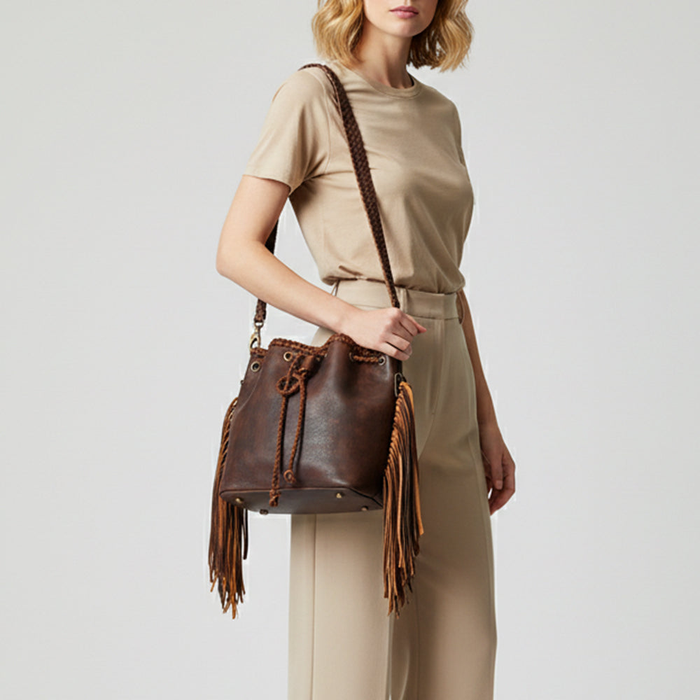 LC-ADBGM327 Bucket Genuine Western Leather Women Bag