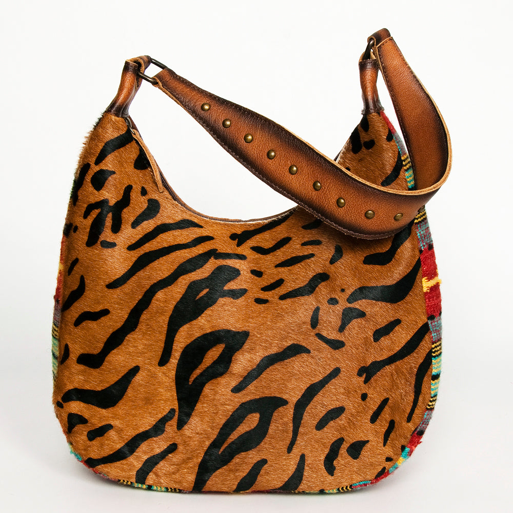 ADBG1031 American Darling Hair-On Cowhide Hobo Bag Handwoven Sides - Western Leather Shoulder Bag