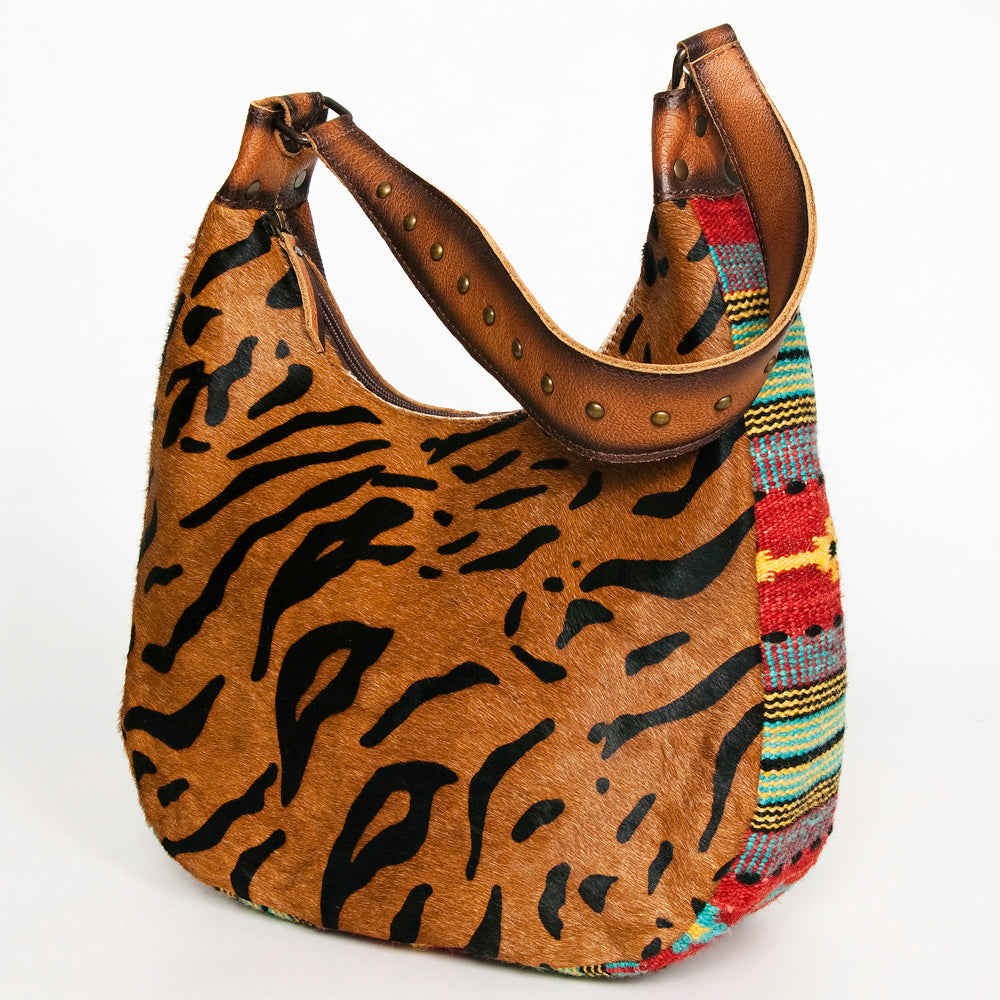 ADBG1031 American Darling Hair-On Cowhide Hobo Bag Handwoven Sides - Western Leather Shoulder Bag