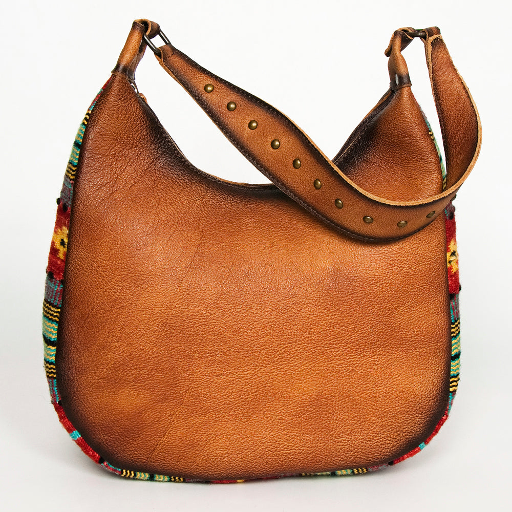ADBG1031C American Darling Handwoven Saddle Blanket Hobo Bag - Western Leather Shoulder Bag