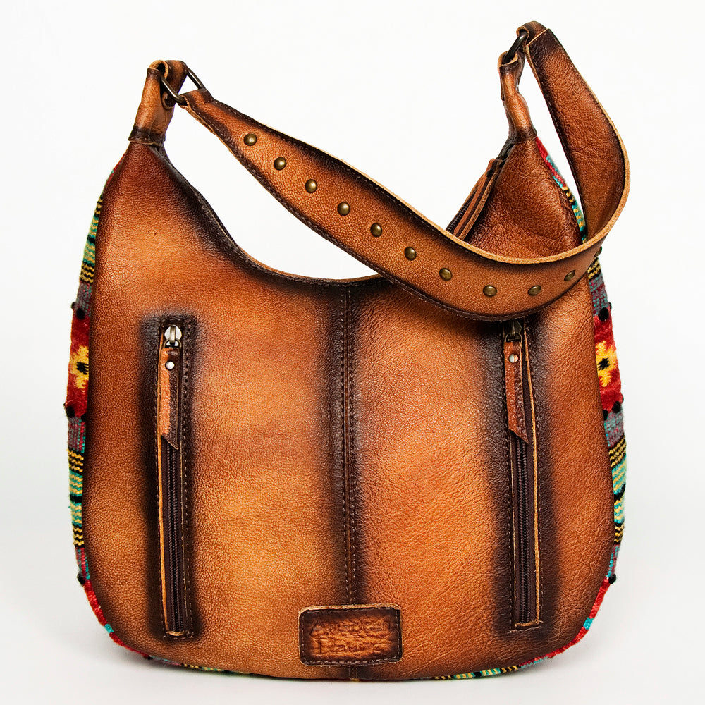 ADBG1031C American Darling Handwoven Saddle Blanket Hobo Bag - Western Leather Shoulder Bag