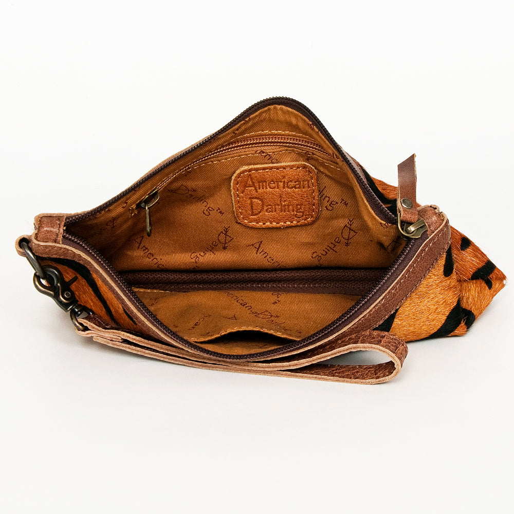 ADBG344 Printed Hair-On Hide Wristlet Clutch with Leather Strap