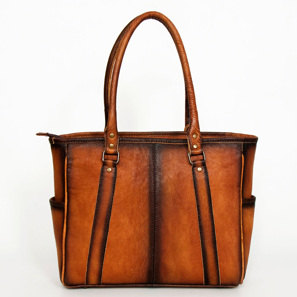 ADBG953 American Darling Western Leather Tote Bag Hair-On Cowhide Hand Tooled Floral