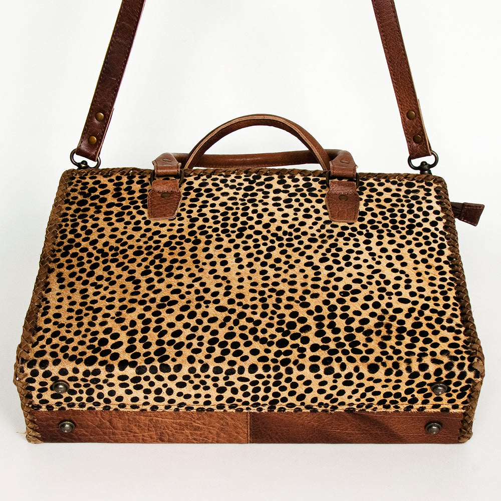 LC-ADBGS118 Western Tote Bag - Hair-On Leather with Whipstitch Trim & Detachable Strap