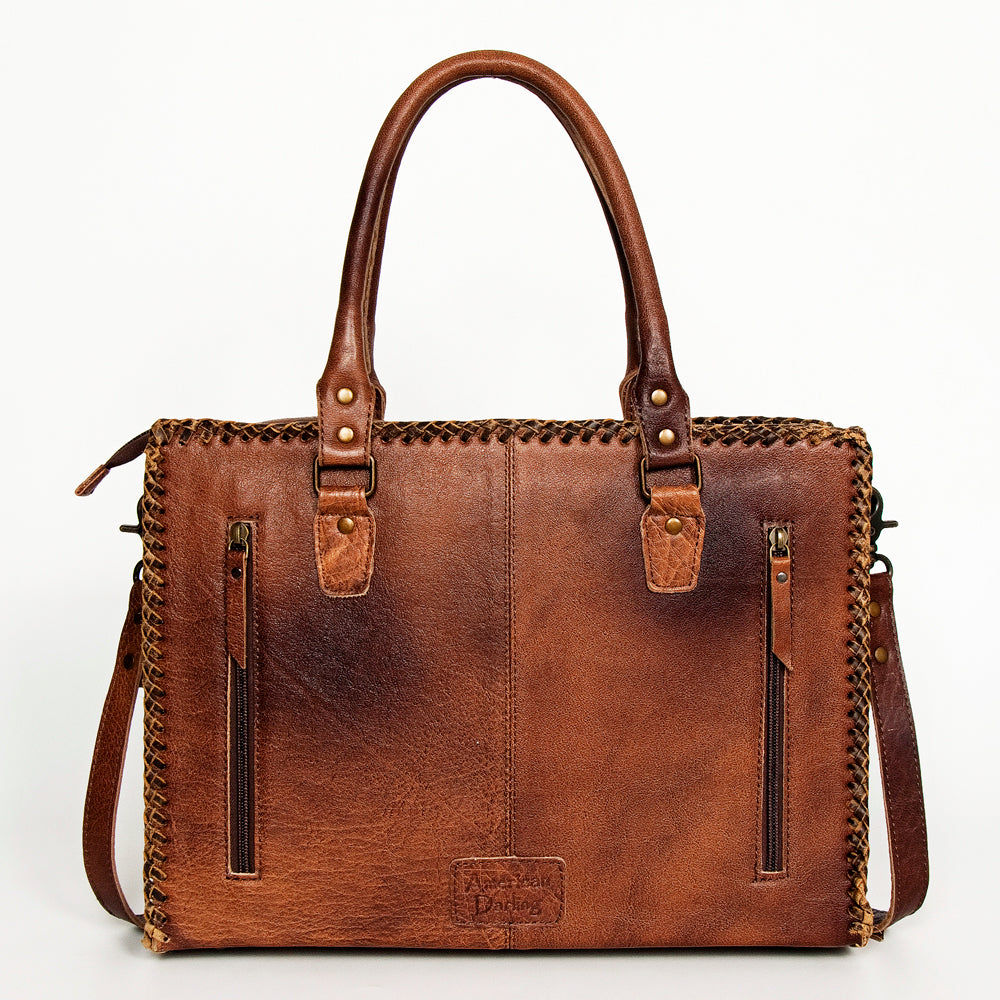 LC-ADBGS118 Western Tote Bag - Hair-On Leather with Whipstitch Trim & Detachable Strap