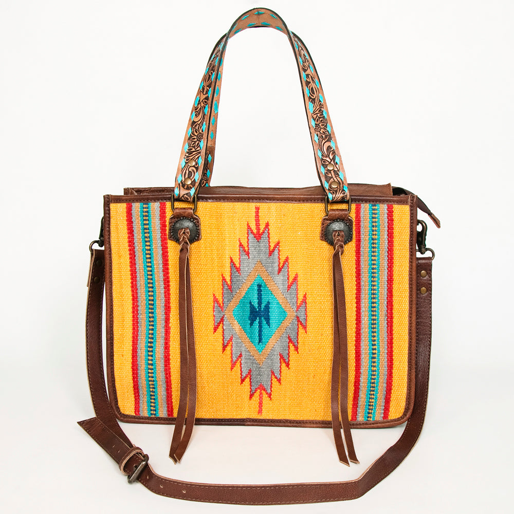 ADBG1033 American Darling Handwoven Saddle Blanket Tote Bag - Western Genuine Leather Purse