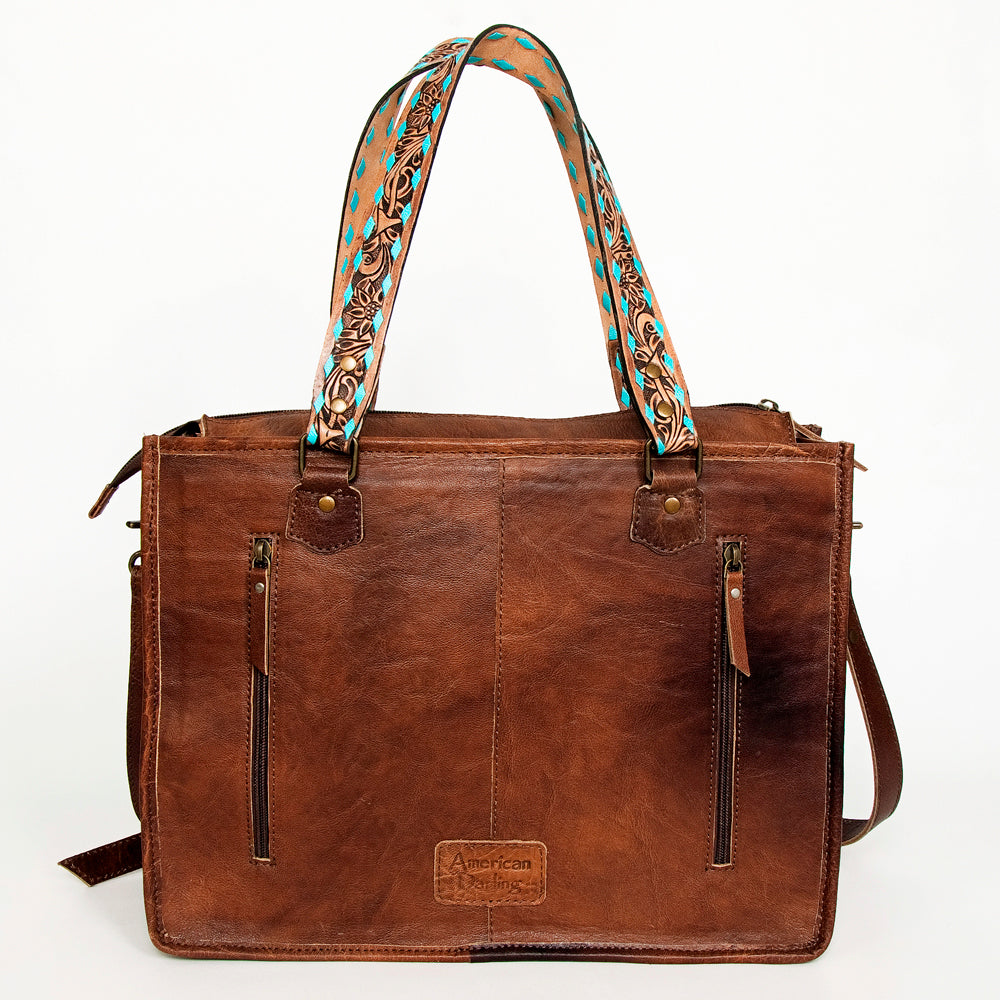 ADBG1033 American Darling Handwoven Saddle Blanket Tote Bag - Western Genuine Leather Purse