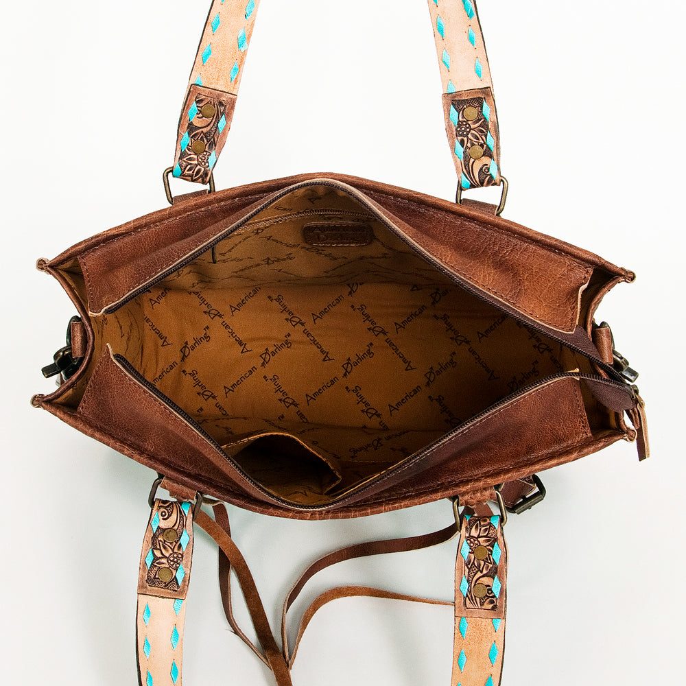 ADBG1033 American Darling Handwoven Saddle Blanket Tote Bag - Western Genuine Leather Purse