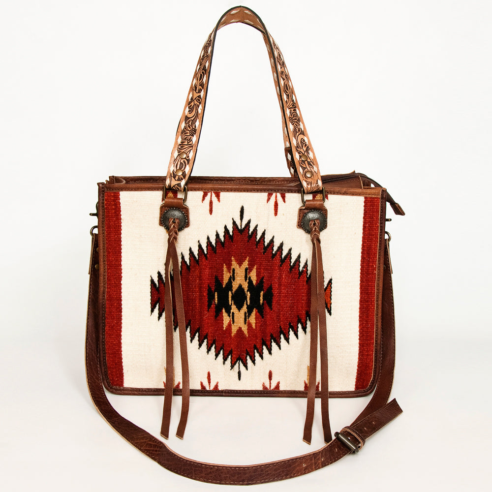 ADBG1033 American Darling Handwoven Saddle Blanket Tote Bag - Western Genuine Leather Purse