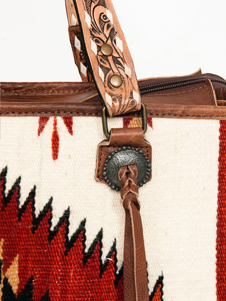 ADBG1033 American Darling Handwoven Saddle Blanket Tote Bag - Western Genuine Leather Purse