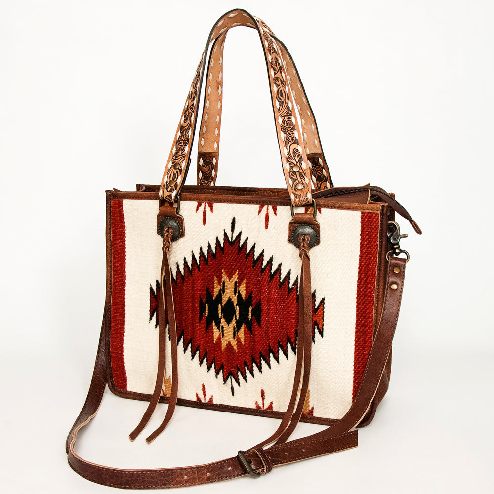 ADBG1033 American Darling Handwoven Saddle Blanket Tote Bag - Western Genuine Leather Purse