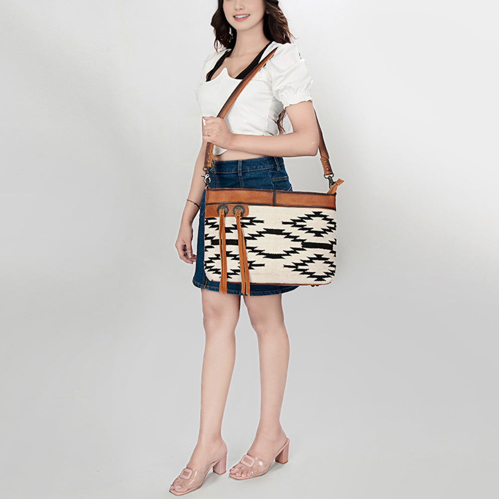 ADBG1035A American Darling Saddle Blanket Crossbody - Handwoven Western Leather Bag