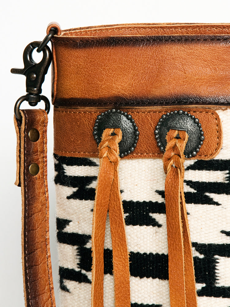 ADBG1035A American Darling Saddle Blanket Crossbody - Handwoven Western Leather Bag