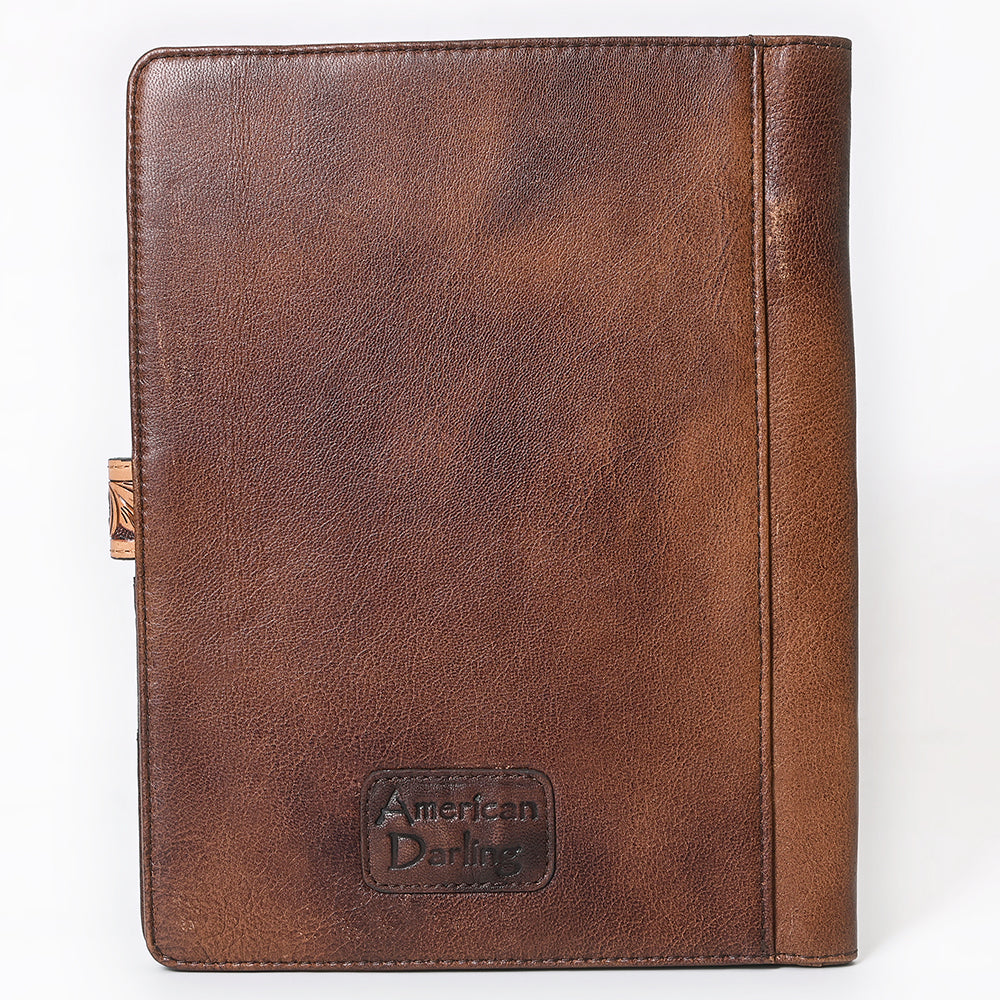 ADBG1040 American Darling Hand-Tooled Floral Genuine Leather Western Portfolio Bag