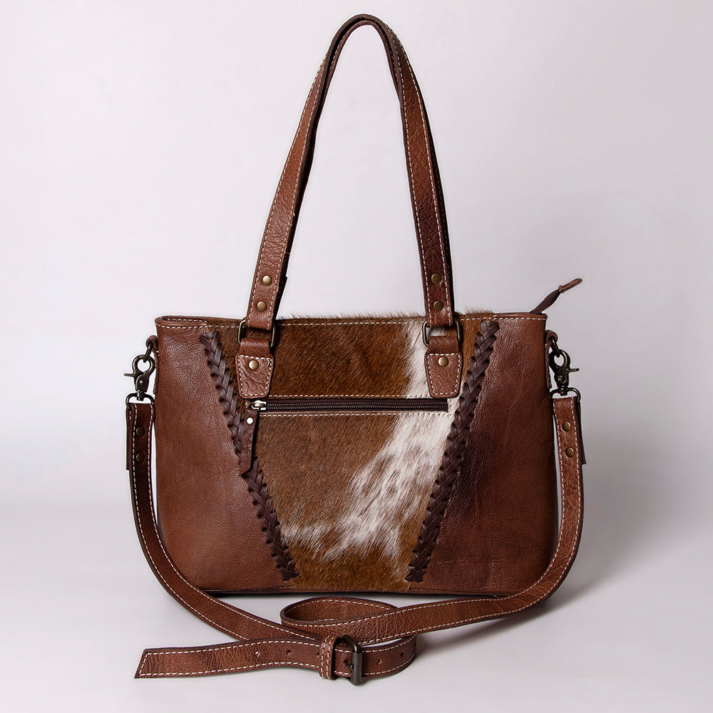 ADBG1044 American Darling Hair-on Cowhide Leather Tote Bag with Fringes | Premium Western Leather Handbag