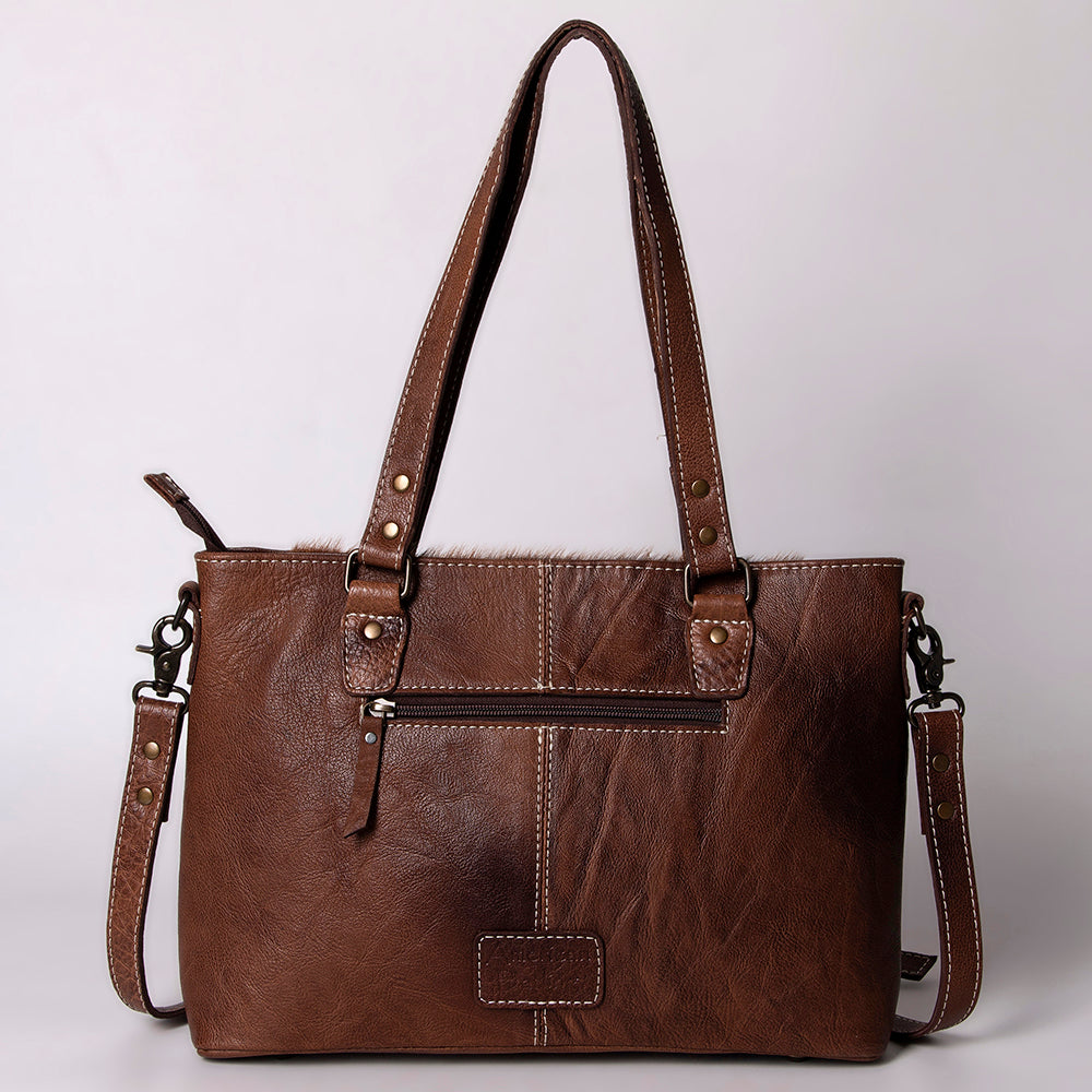 ADBG1044 American Darling Hair-on Cowhide Leather Tote Bag with Fringes | Premium Western Leather Handbag