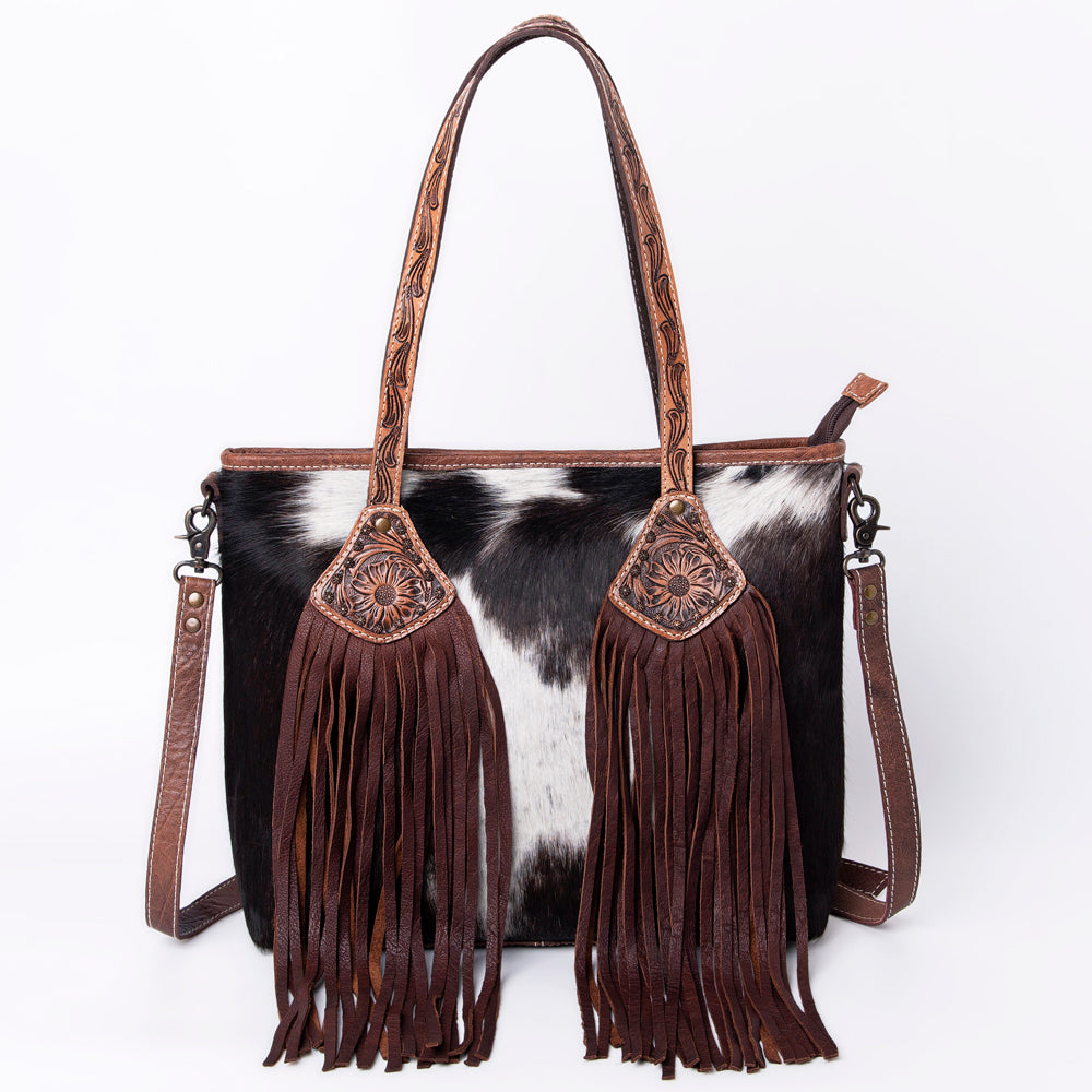 ADBG1045 American Darling Hair-on Cowhide Leather Tote Bag Fringes Western Style Genuine Leather Handbag