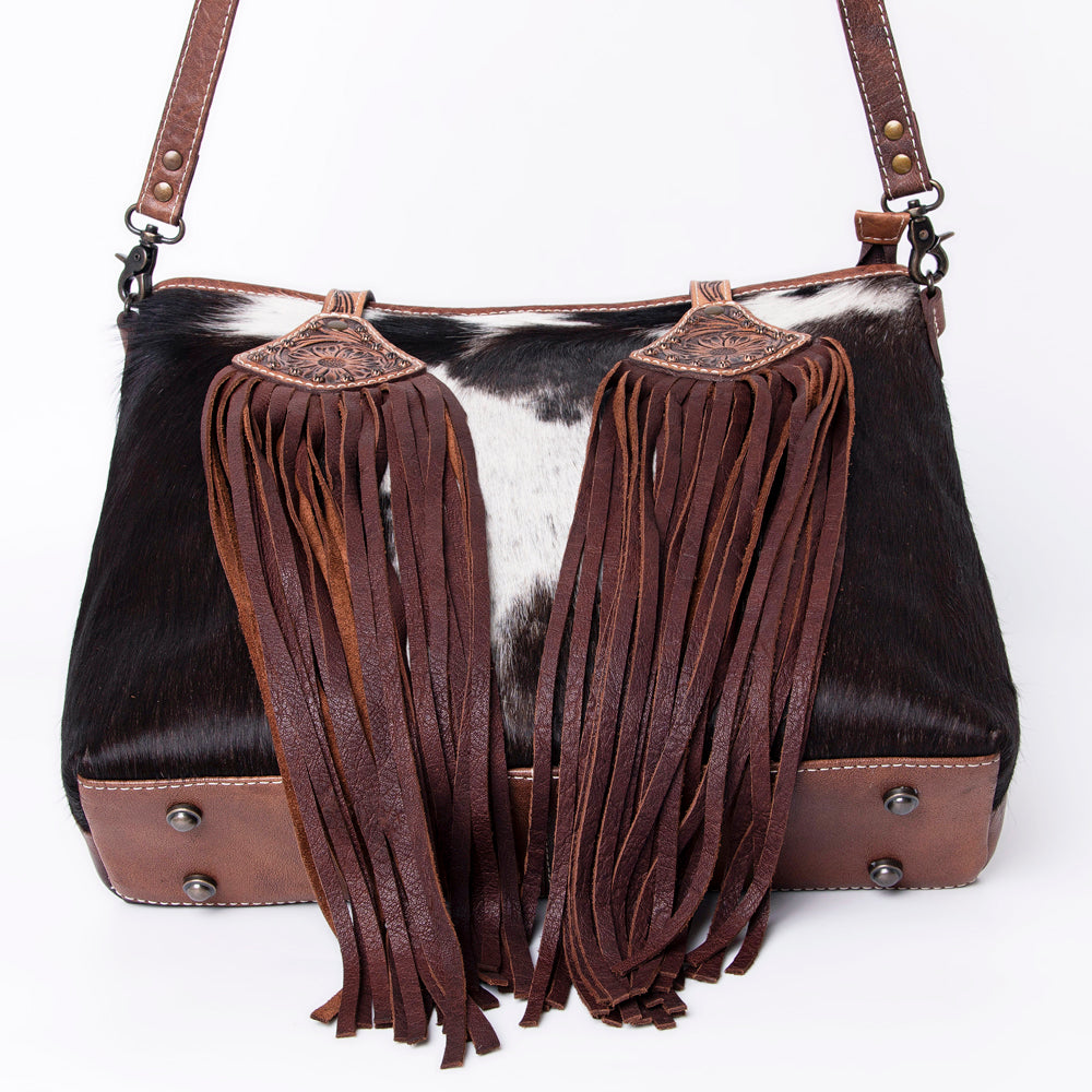 ADBG1045 American Darling Hair-on Cowhide Leather Tote Bag Fringes Western Style Genuine Leather Handbag