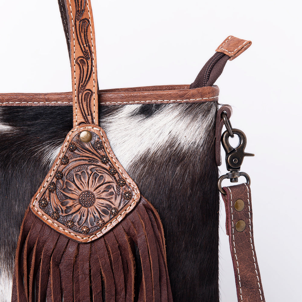 ADBG1045 American Darling Hair-on Cowhide Leather Tote Bag Fringes Western Style Genuine Leather Handbag