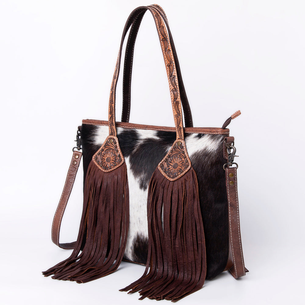 ADBG1045 American Darling Hair-on Cowhide Leather Tote Bag Fringes Western Style Genuine Leather Handbag