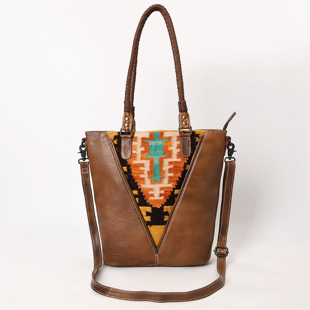 ADBG1047 American Darling Hand Woven Saddle Blanket Leather Tote Bag | Western Leather Handbag