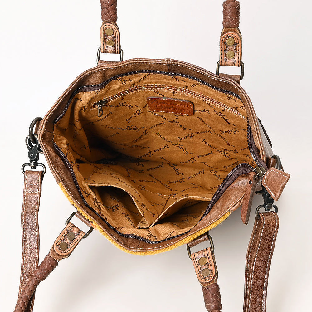 ADBG1047 American Darling Hand Woven Saddle Blanket Leather Tote Bag | Western Leather Handbag