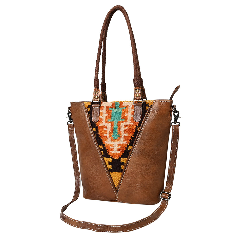 ADBG1047 American Darling Hand Woven Saddle Blanket Leather Tote Bag | Western Leather Handbag