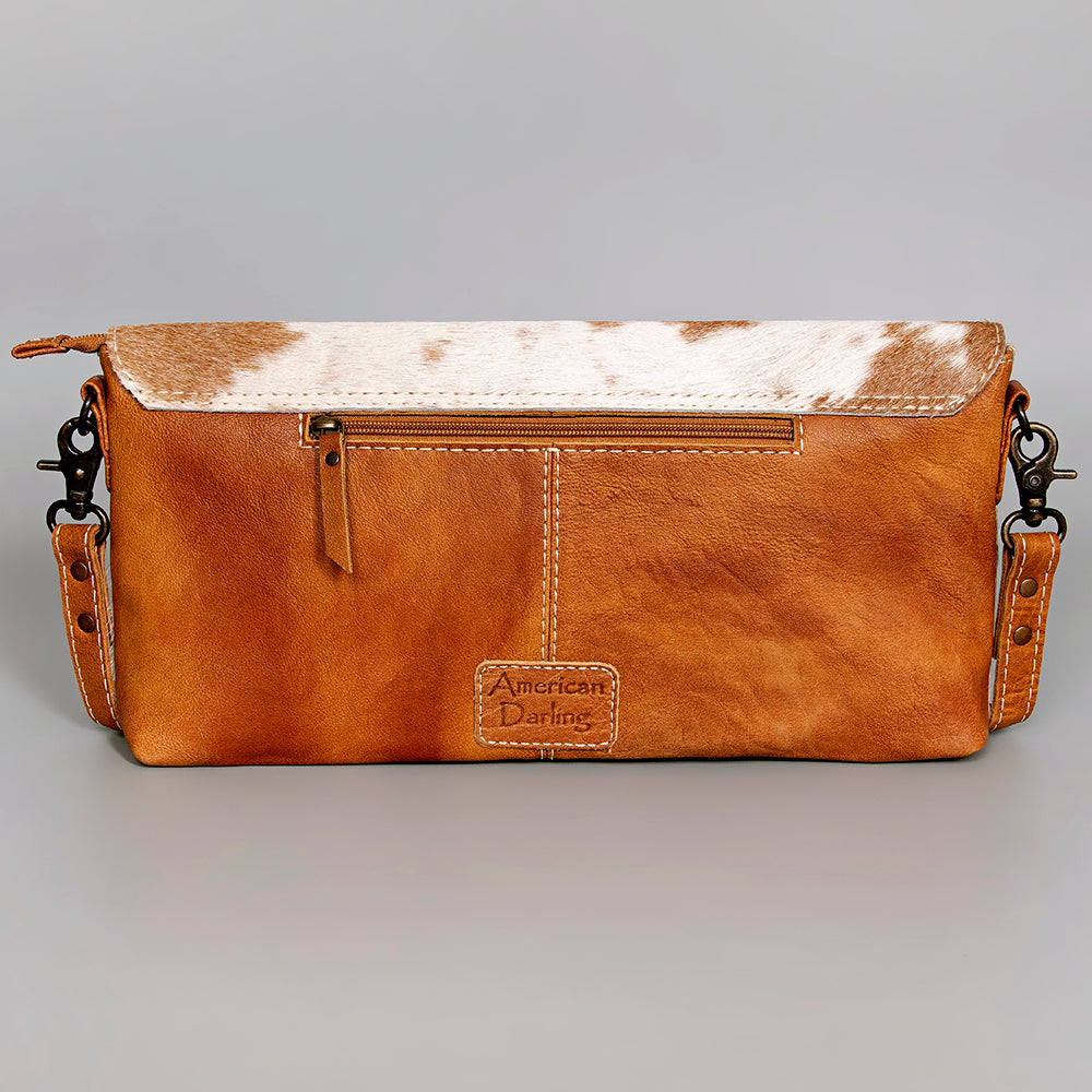 ADBG1048 American Darling Hair-on Cowhide Leather Small Crossbody Bag Floral Tooled Design Premium Western Handbag
