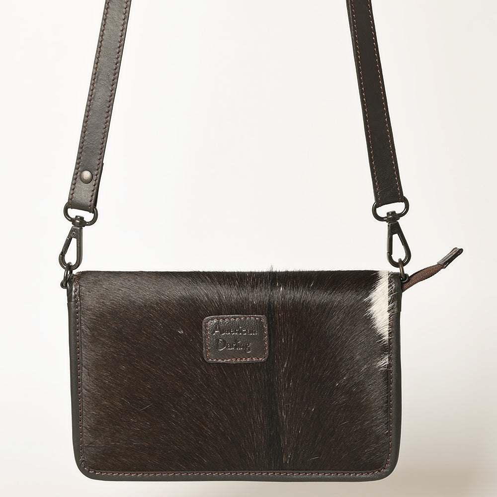 LC-ADBGZ692L Hand-Tooled Leather Cowhide Crossbody Bag - Sunflower Accent Panel