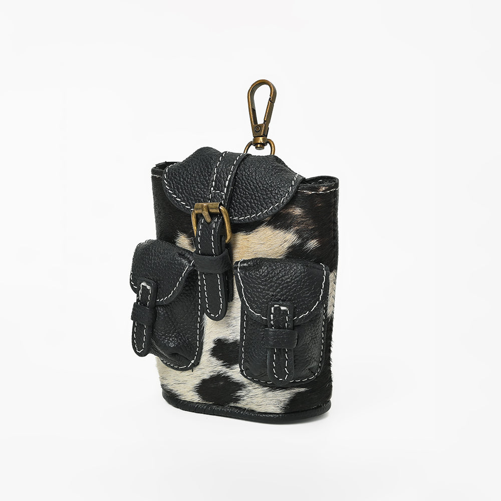 ADCHA122 American Darling Genuine Hair-On Hide Mini Backpack Keychain Pouch