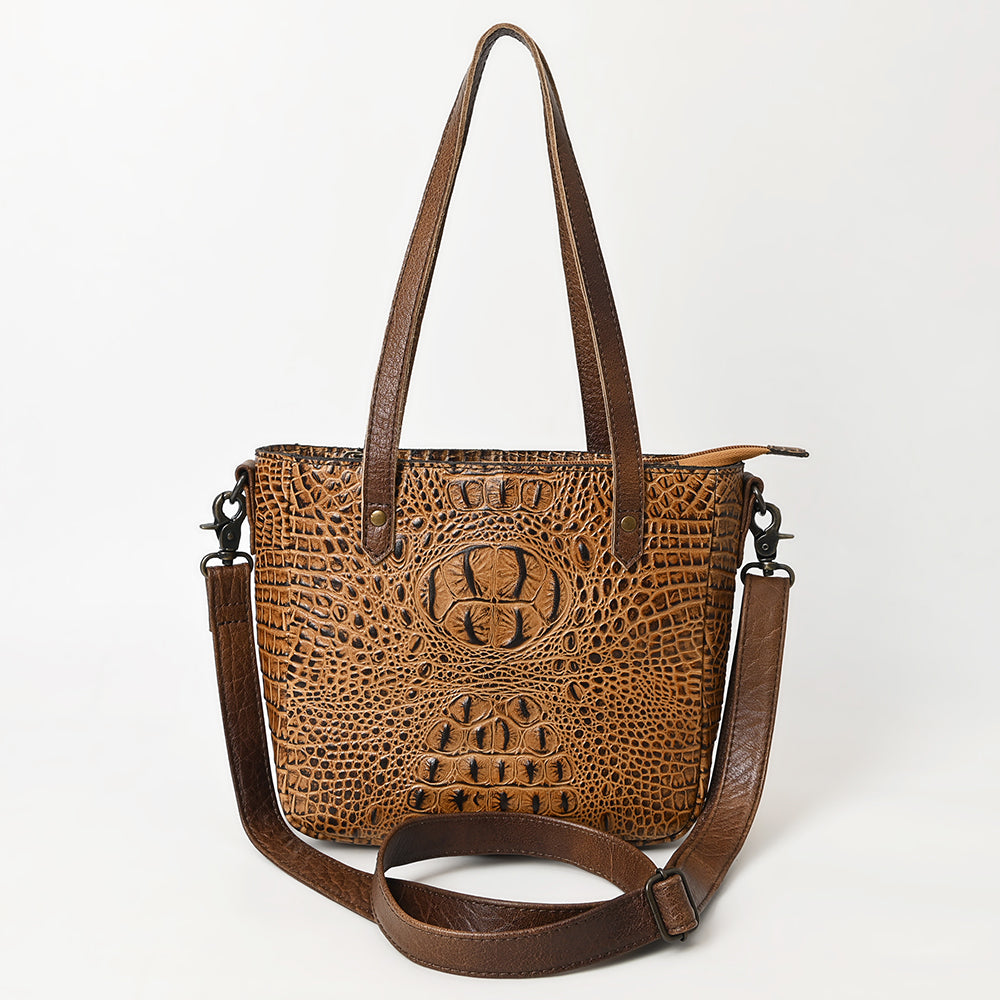 LC-ADBG959 Crocodile Embossed Genuine Leather Western Tote Compact Handbag by American Darling