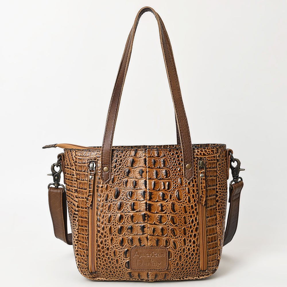 LC-ADBG959 Crocodile Embossed Genuine Leather Western Tote Compact Handbag by American Darling