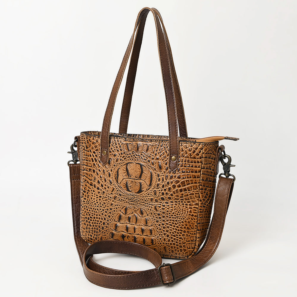 LC-ADBG959 Crocodile Embossed Genuine Leather Western Tote Compact Handbag by American Darling