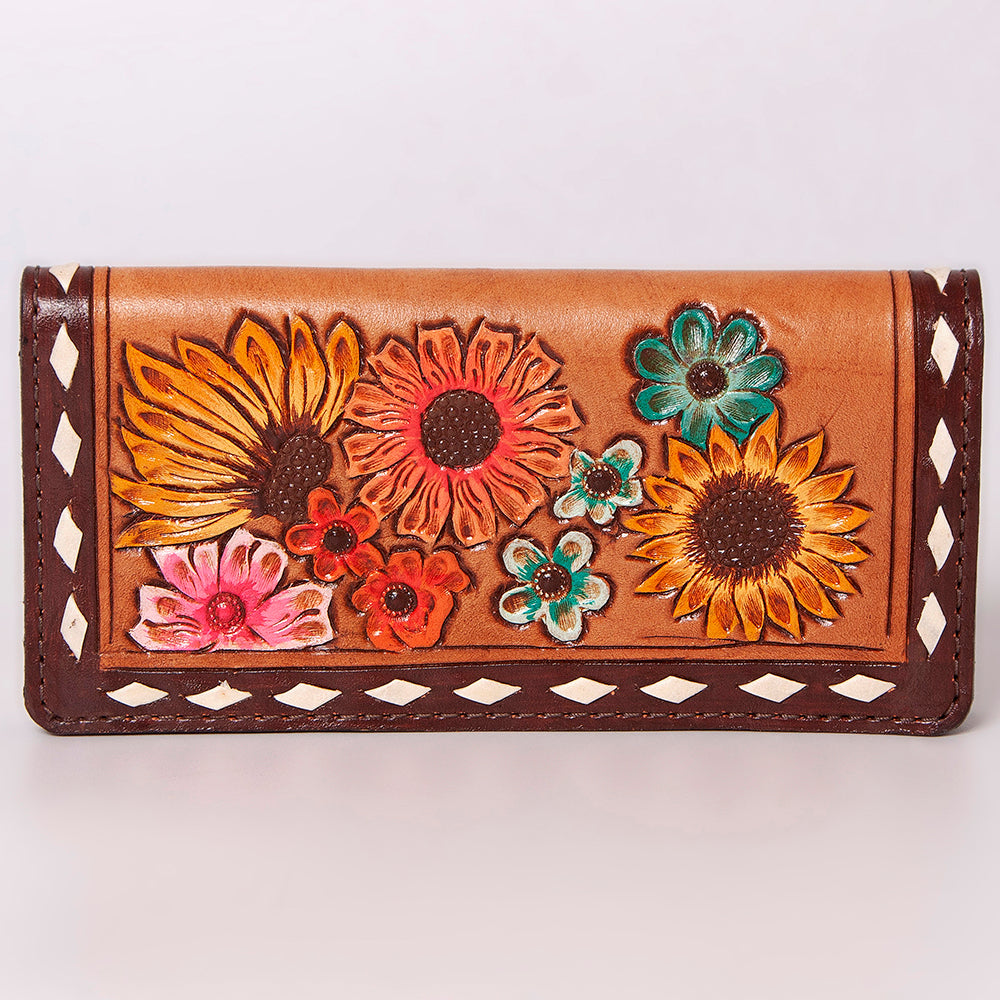 ADBG488 Leather Clutch with Floral Hand Tooled Bag By American Darling