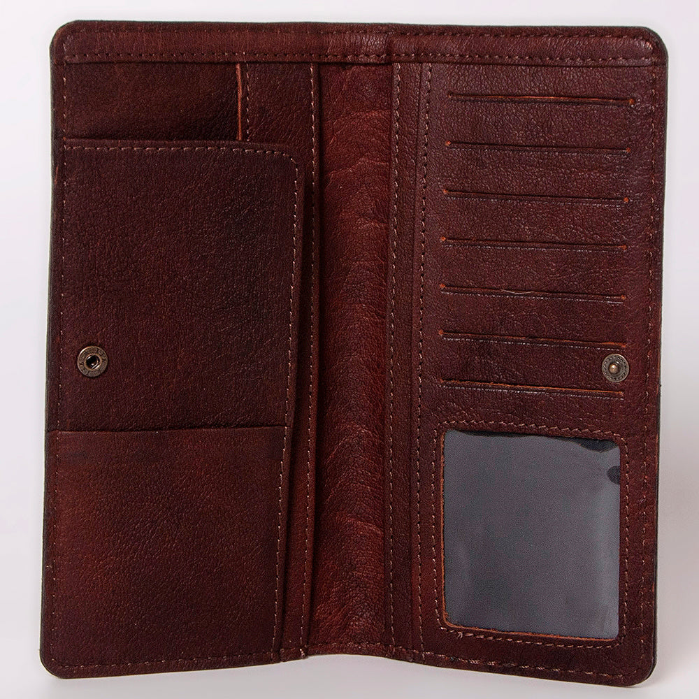 ADBG488 Leather Clutch with Floral Hand Tooled Bag By American Darling