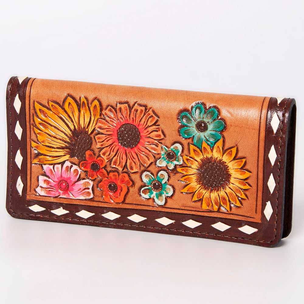 ADBG488 Leather Clutch with Floral Hand Tooled Bag By American Darling