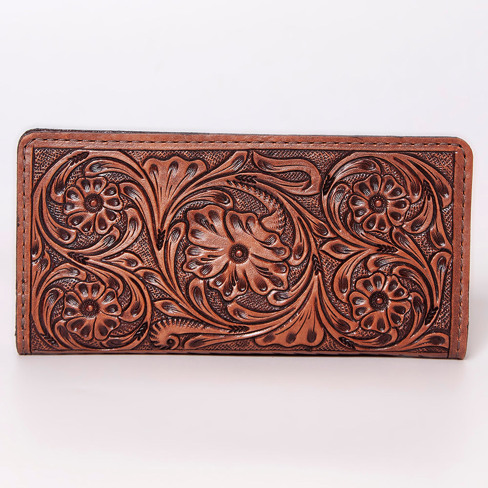 ADBG488 Leather Clutch with Floral Hand Tooled Bag By American Darling