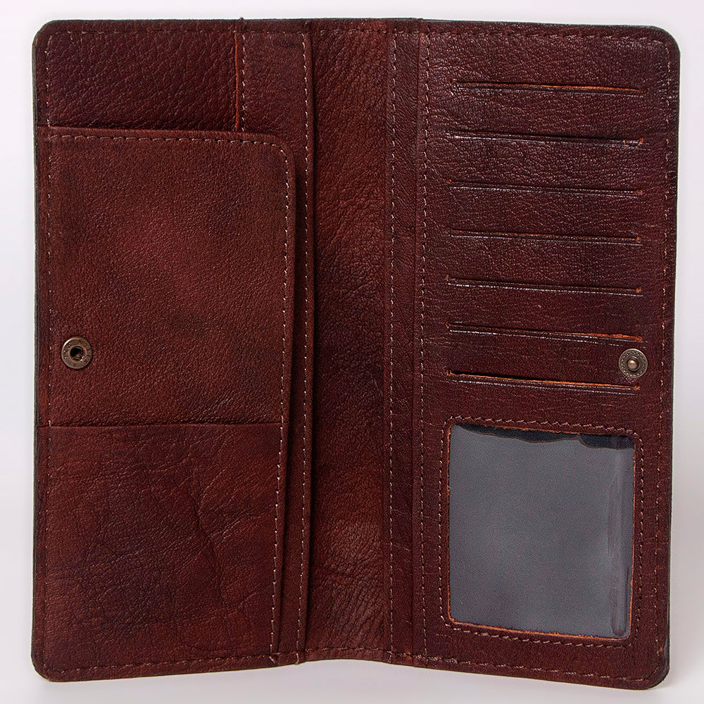 ADBG488 Leather Clutch with Floral Hand Tooled Bag By American Darling